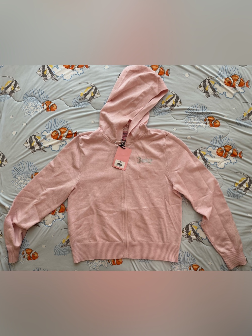 Juicy Couture Girls' Light Pink Zip Knit sweatshirt